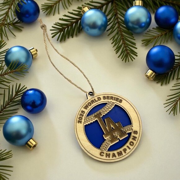 2025 Los Angeles Dodgers World Series Champions Ornament | Laser Engraved Wood - Picture 3 of 3